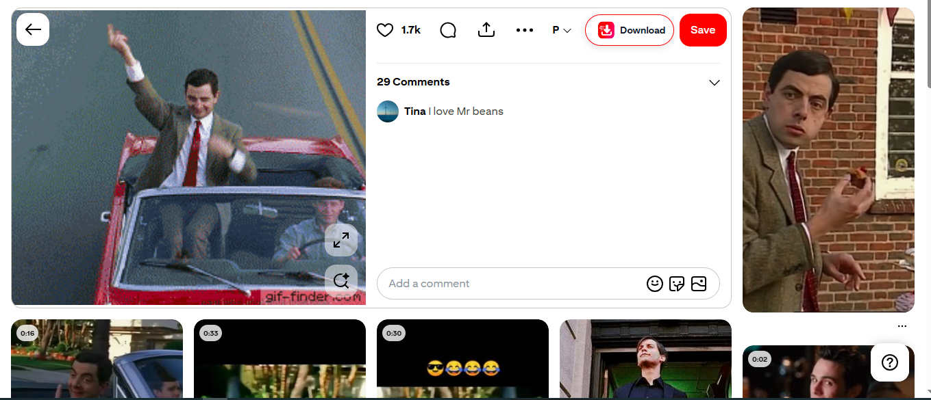 PinVideo GIF download button on Pinterest